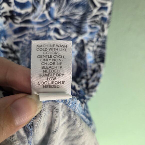 J Jill Womens M Sleeveless Henley Dress Blue Marine Coastal Garden Vacation - Picture 7 of 8